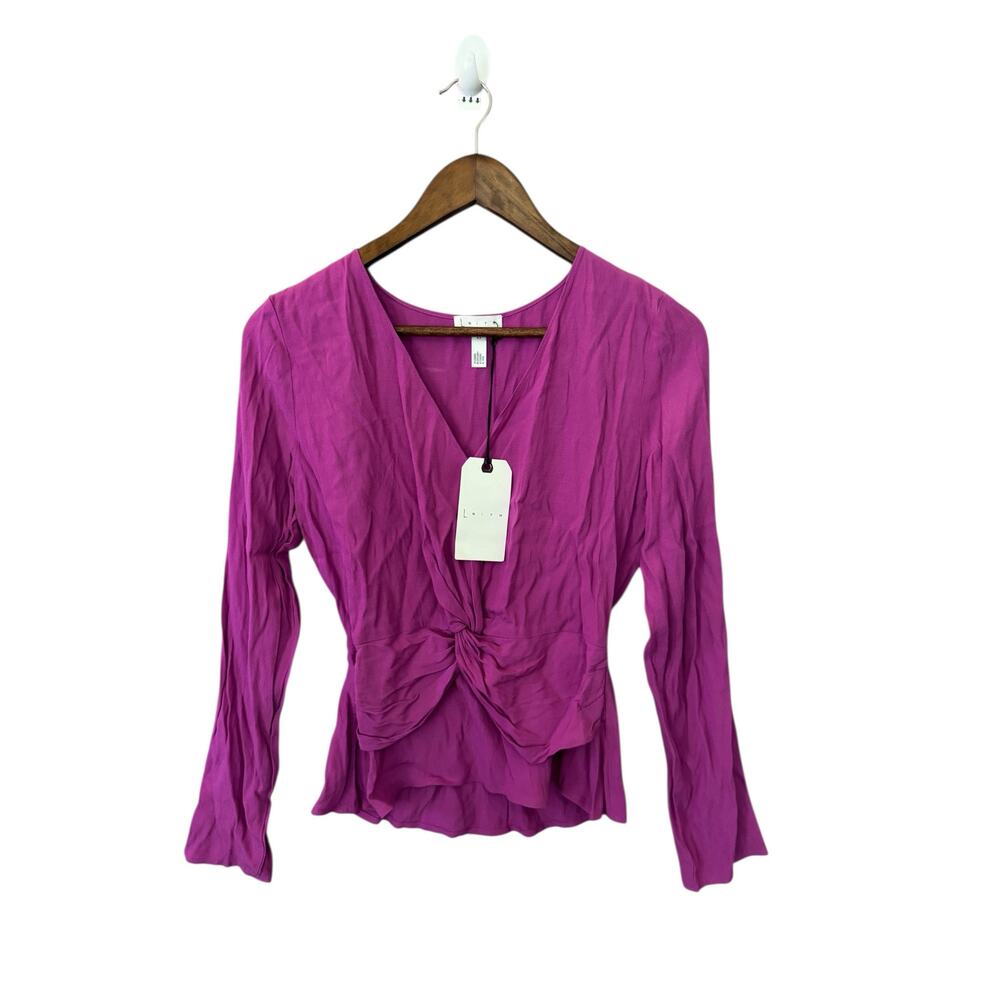 NWT Leith Twist-Front Peplum Blouse in Vibrant Magenta Pink babydoll style XS